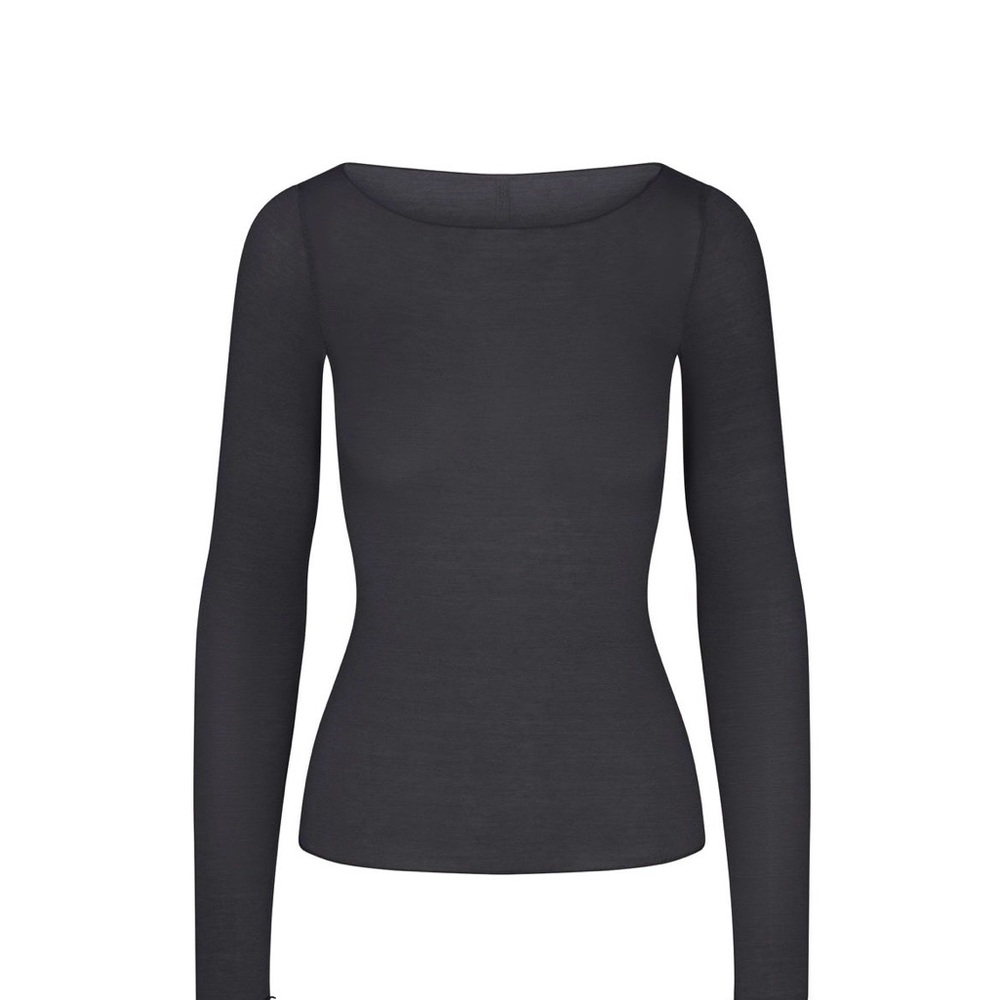 Skims Sheer Modal Long Sleeve Boatneck Top